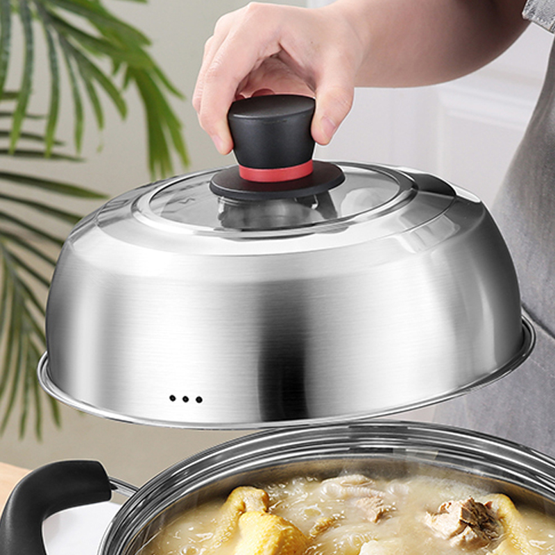 蒸锅锅盖蒸锅盖子高盖锅盖家用不锈钢圆型K玻璃盖加厚高拱盖炒锅 - 图2