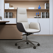 Office Owner Chair Genuine Leather Office Chair Large Class Chair Comfort Long Sitting Computer Chair Home Swivel Chair Upscale Seat