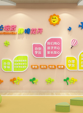 幼儿园办园理念文化墙面环创主题墙成品布置装饰环U境材料大厅形