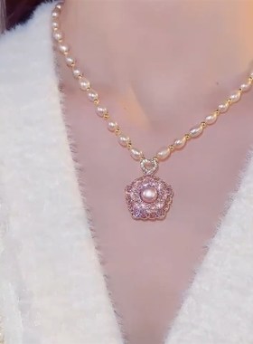 时来运转珍珠项链小众设计高级感转转吊坠颈链2023年新款潮锁骨链