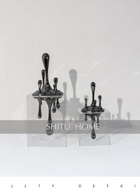 现代简约创意水滴亚克力罩软装摆件 样板间售楼处客厅电视柜套组