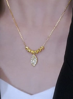 网红爆款金色福珠树叶项链女2023年新款潮时尚百搭轻奢气质锁骨链