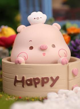 piyo皮呦小猪汽车摆件摇头公仔可爱车载猪猪装饰品办公室桌面女生