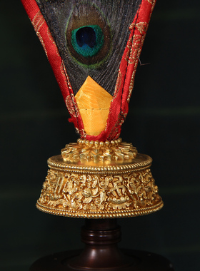 藏传用品文巴扇吉祥草孔雀羽毛扇 一眼三眼五眼孔雀扇贲巴壶