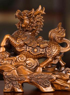 旺财纳福麒麟摆件一对家居客厅卧室玄关酒柜办公桌面装饰摆设礼品