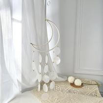 Moon Shells Wind Bells Girls Dream Mirror Bay Wind Bells Window Terrace Balcony Hanging for a minimalist folk hangover white shells Wind bells