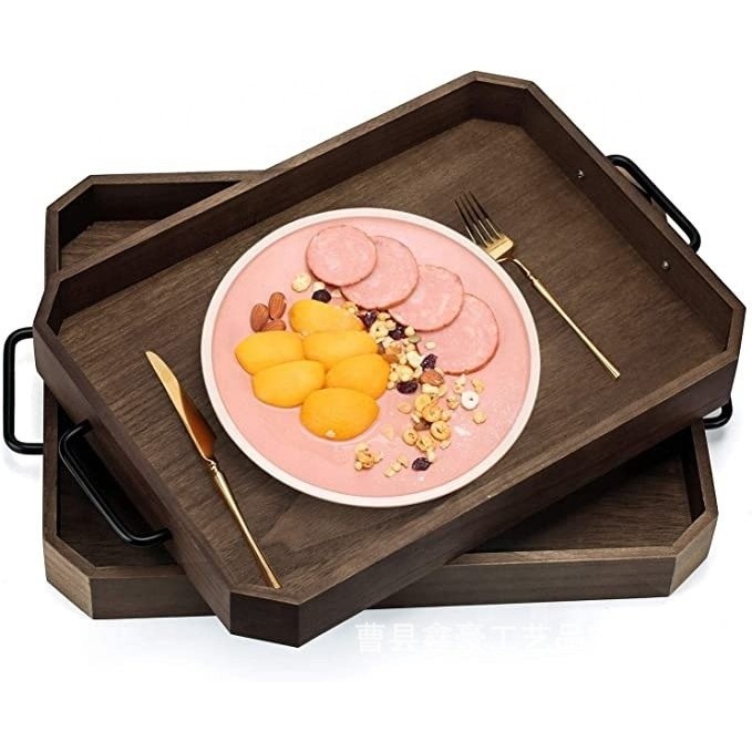 定制木制托盘，客厅浴室装饰水果盘，餐厅茶具胡桃色带把手木盘,淘宝优惠券,粉丝福利购,淘宝优惠卷