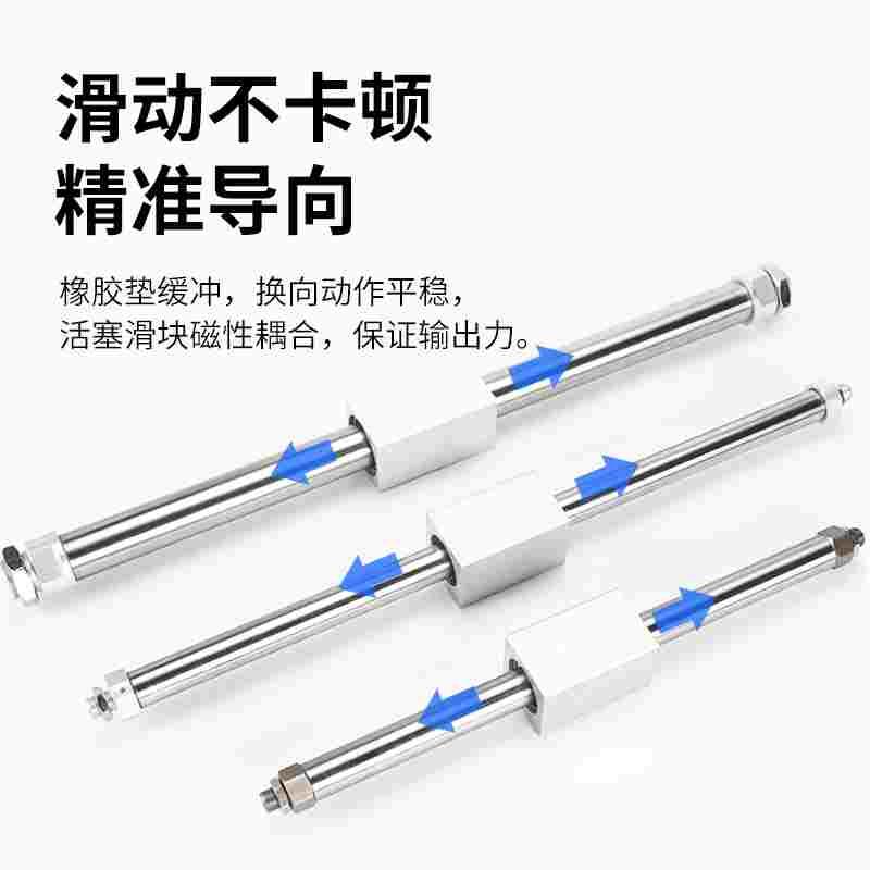 磁偶式无杆气缸RMS6加长型高速带导轨长行程CY1B/CY3B10*100 /200 - 图2