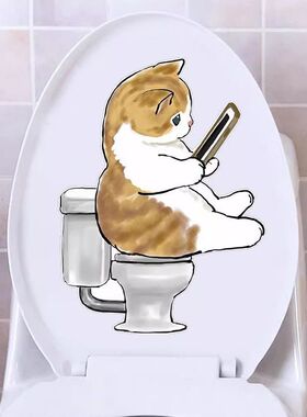 时尚防水猫咪卡通马桶贴卫生间厕所马桶盖创意装饰贴画