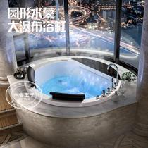 Acrylic round embedded double surfing massage thermostatic bath 1 5 1 7 m waterfall lovers great bath