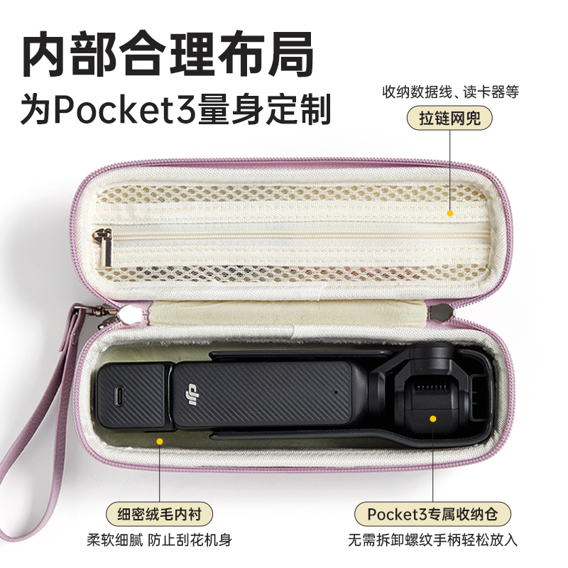 XBYS适用大疆pocket3收纳包硬壳防摔螺纹短手柄DJIpocket3 pocket2便携保护套云台相机包高颜值随身斜挎包 - 图2