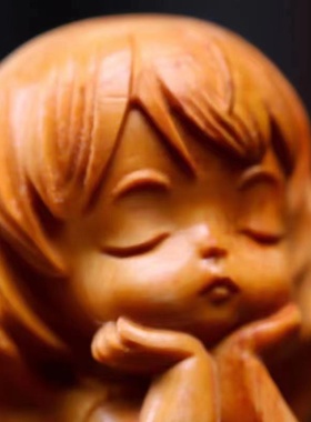 2025新款崖柏木质小天使卡通摆件创意家居装饰女孩儿童文玩