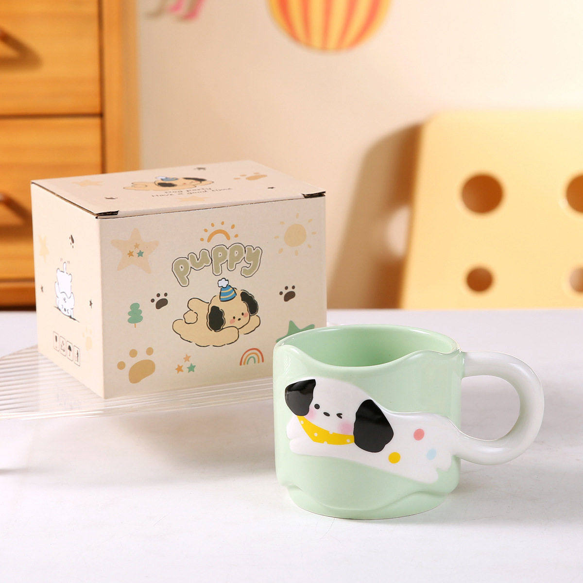 陶瓷杯叠叠杯女水杯卡通小狗马克杯情侣杯子牛奶咖啡杯动物创意,淘宝优惠券,粉丝福利购,淘宝优惠卷