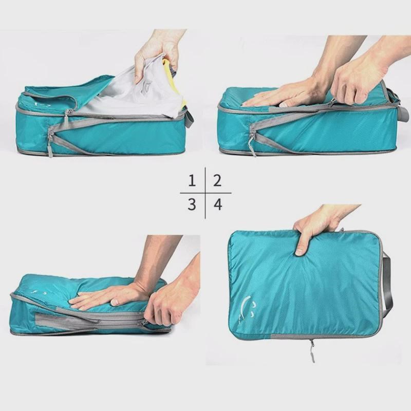 旅行收纳袋四件套行李箱衣物分装袋便携防水防尘S衣服羽绒服压缩 - 图0