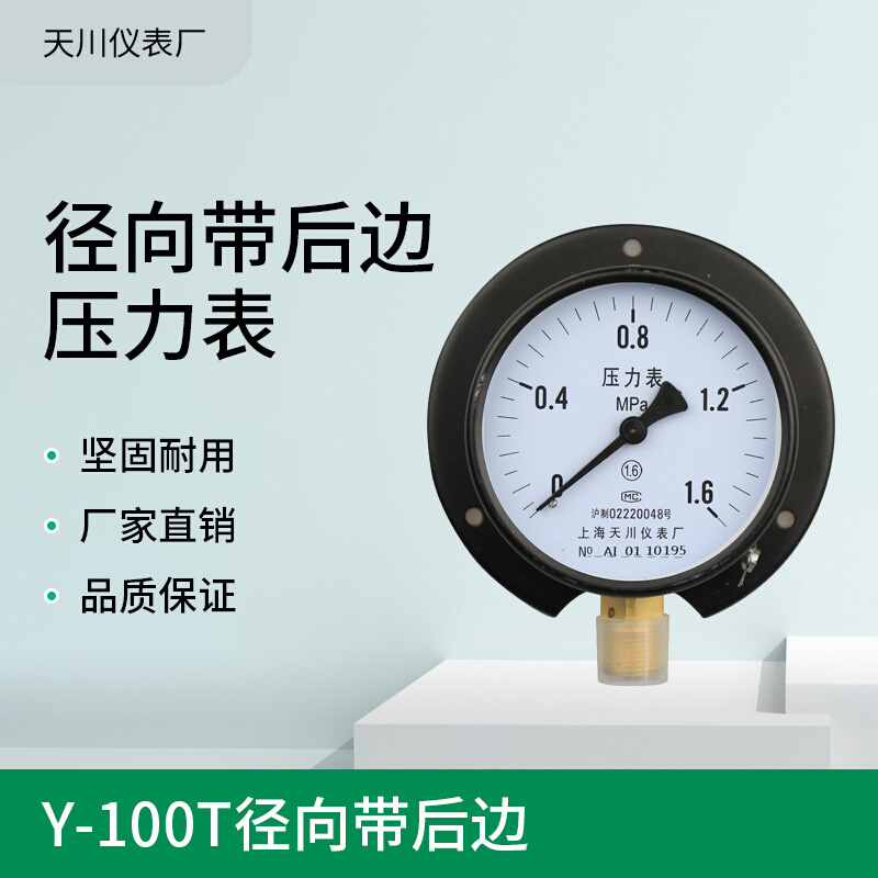 船用压力表Y100T YC100径向后边1.6mpa负水压气压真空负压天川-图0