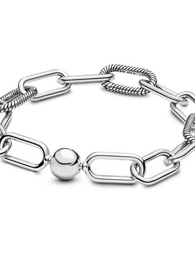 S925纯银ME系列珍珠手链纽带交织环形别针淡水甜美情侣礼物