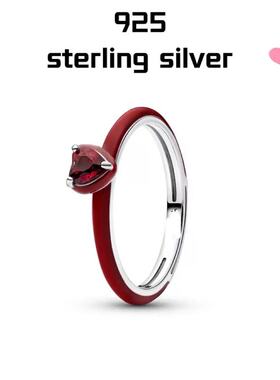 [新品]S925纯银蓝色心形戒指紫色红色经典心形设计