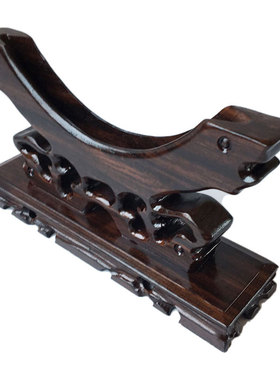 2025新款实木玉石怀旧底座平安扣黑梓木托玉璧支架玉扣摆件