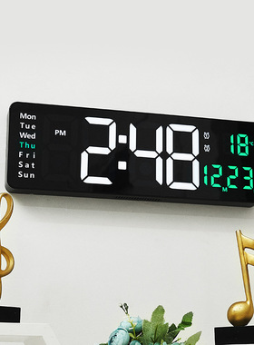 大屏功能显示智能家用时钟北欧数字D钟表简约客厅挂钟led壁挂钟