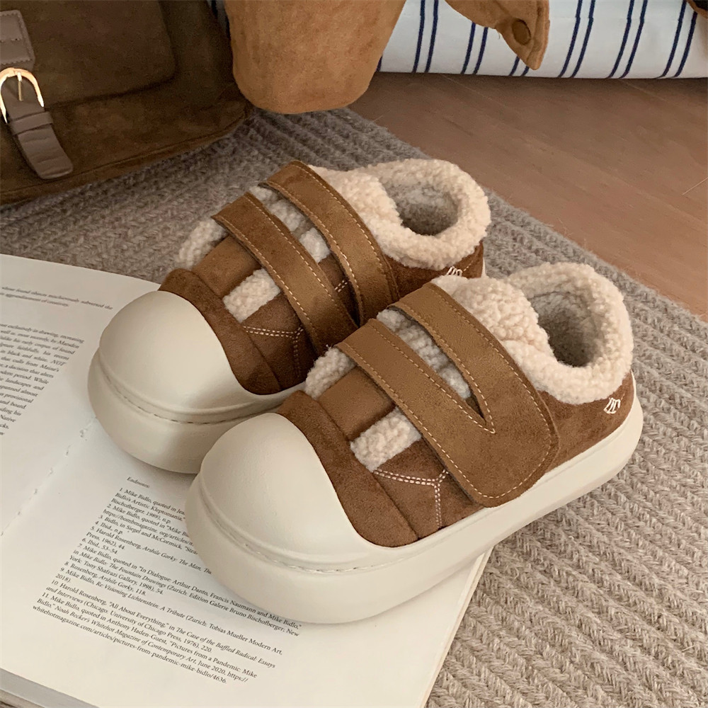 细细条 百搭保暖加绒魔术贴棉鞋厚底外穿防滑休闲板鞋女冬毛毛鞋,淘宝优惠券,粉丝福利购,淘宝优惠卷