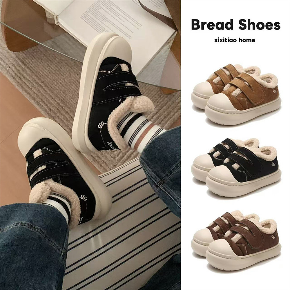 细细条 百搭保暖加绒魔术贴棉鞋厚底外穿防滑休闲板鞋女冬毛毛鞋,淘宝优惠券,粉丝福利购,淘宝优惠卷