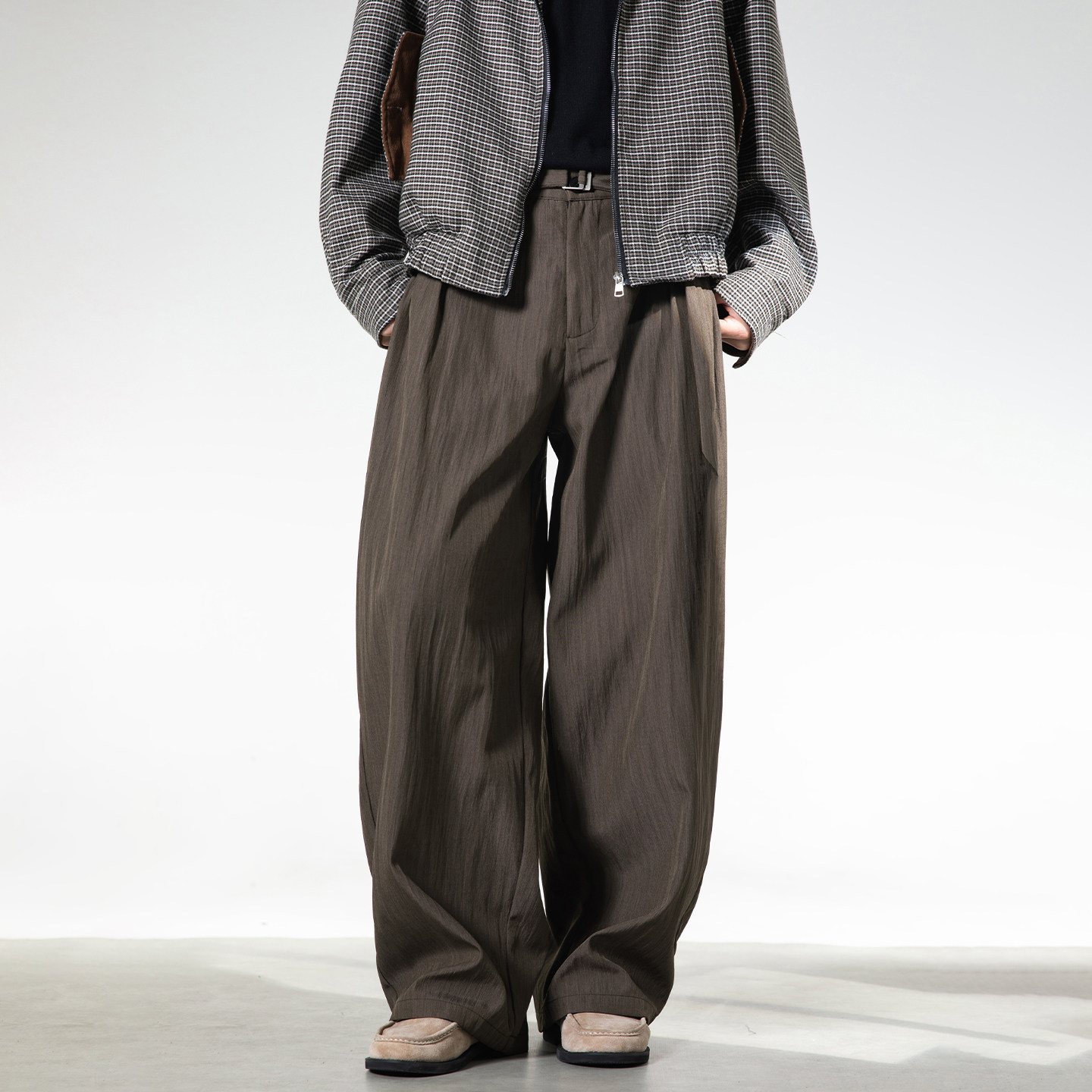 STA阔腿裤亚麻纹男士宽松垂感长裤百搭男装西裤小众高级2026新款,淘宝优惠券,粉丝福利购,淘宝优惠卷