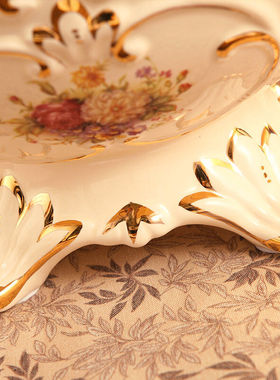 高档梵奢2023欧式果盘创意奢华客厅大号实用陶瓷水果盘茶几家居摆