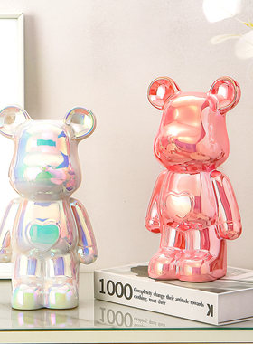 暴力网红熊摆件客厅轻奢高档家居电视柜酒柜直播间网红装饰品套装