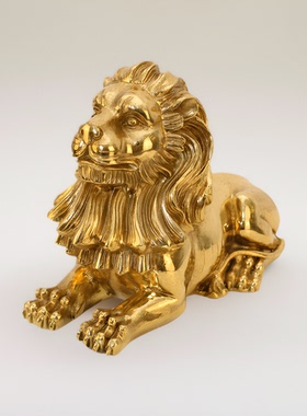 法式欧式复古奢华别墅书房全铜摆件脱蜡铜工艺雕塑狮子装饰品
