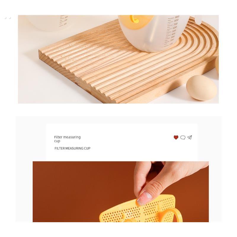 食品级过滤量杯鸡蛋液过滤碗刻度杯厨房多功能淘米挡板蛋液分离器 - 图3