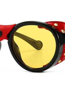欧美ins网红时尚眼镜新款太阳镜男女圆框铆钉复古墨镜sunglasses