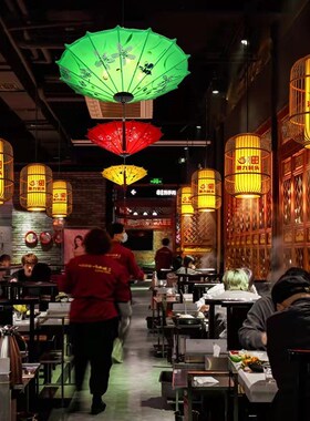 火锅店灯笼d吊灯中式复古餐厅饭店中国风装饰店铺商用竹艺竹编灯