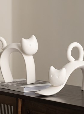 现代北欧酒店样板间摆件客厅酒柜创意陶瓷动物猫咪电视柜软装饰品