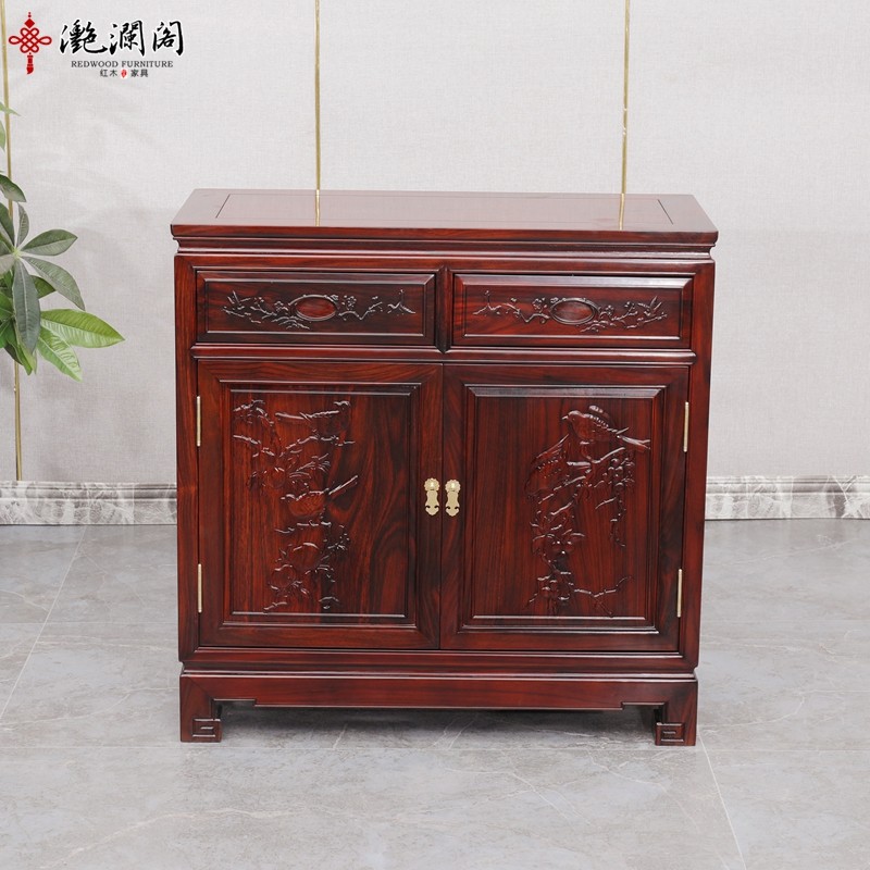 红木家具 阔叶黄檀带腿餐边柜 印尼黑I酸枝花鸟碗柜 储物柜茶水柜,淘宝优惠券,粉丝福利购,淘宝优惠卷