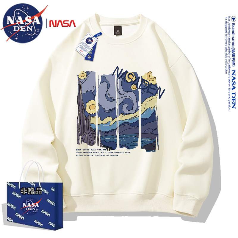 NASA联名重磅美式长袖卫衣男女款秋冬季加绒加厚休闲宽松保暖外套,淘宝优惠券,粉丝福利购,淘宝优惠卷
