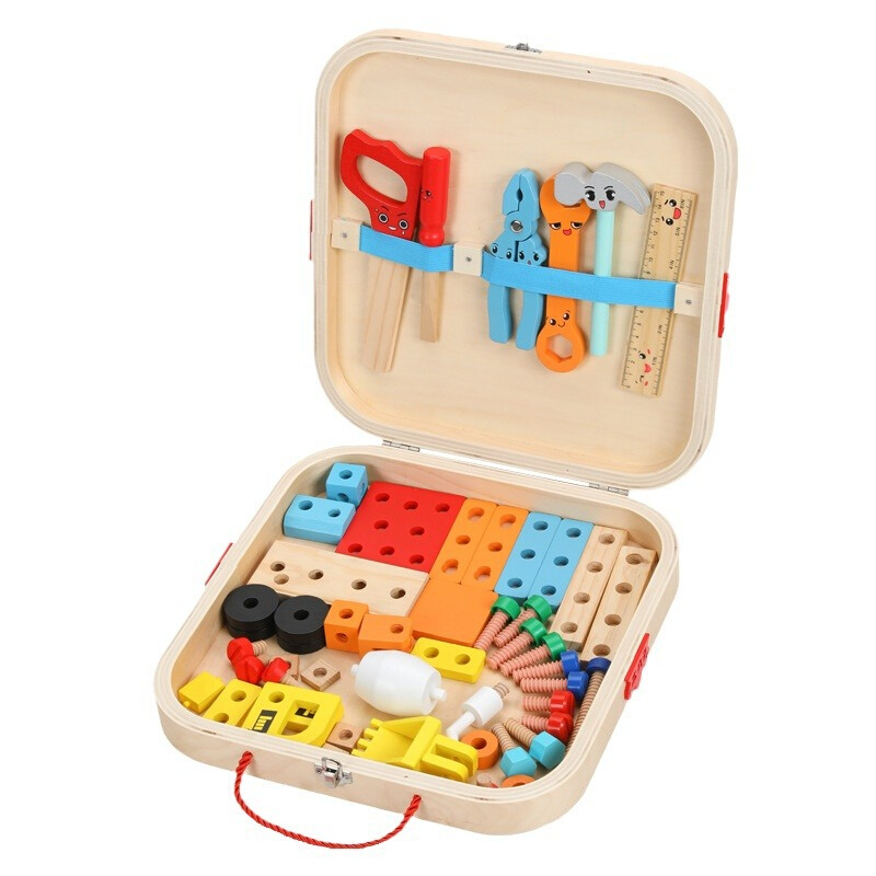 儿童DTY木质工具箱玩具男孩敲打拼装拧螺丝螺母生日礼物玩具 - 图3