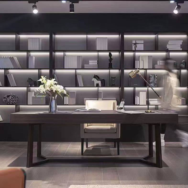 意式极简书房书桌家用轻奢现代简约设计师电脑桌烟熏实木办公桌子,淘宝优惠券,粉丝福利购,淘宝优惠卷