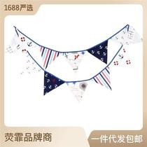 Children Pirate Themed Birthday Decorations Triangle Flags Cotton Party Waterhand Flag Home Decoration