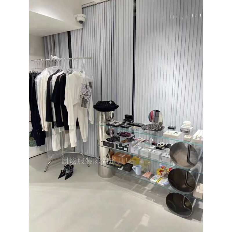 服装店展示架陈列架饰品鞋包落地式玻璃中岛台不锈钢流水台买手店 - 图2