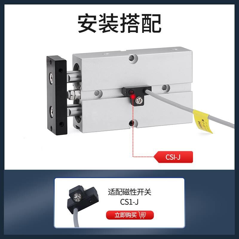 气动小型双轴气缸TN10/16/202/5/2X10X15X20X25X330X40X50X100-S - 图2