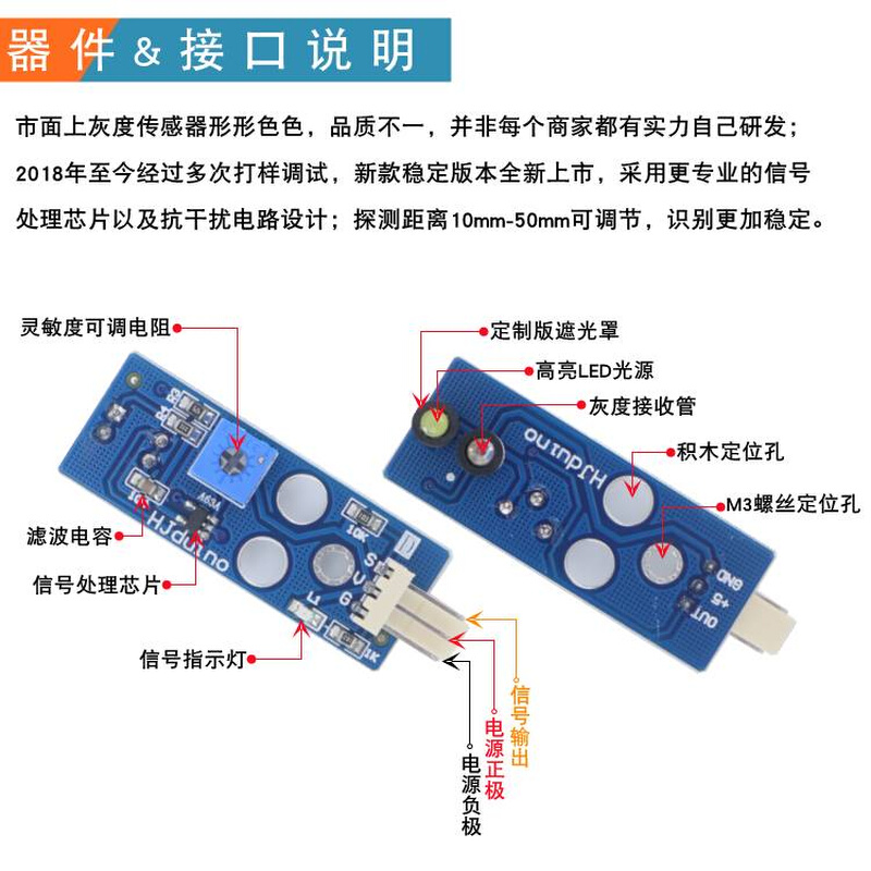 数字量单路灰度巡线模块光电寻线光敏黑白红线智能车赛循迹传感器-图1