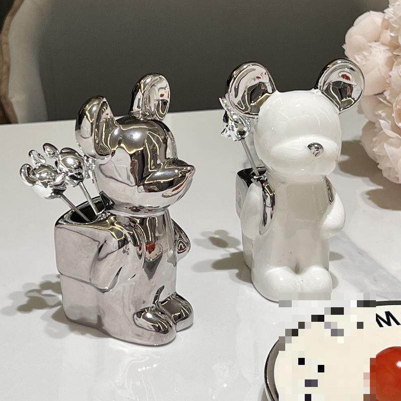 高颜值轻奢水果叉子家用可爱不锈钢水果叉套装甜品叉水果签收纳罐,淘宝优惠券,粉丝福利购,淘宝优惠卷