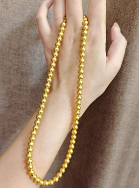 金店同款吊坠挂绳金包银项链男女款金链子光珠可单带可搭配吊坠