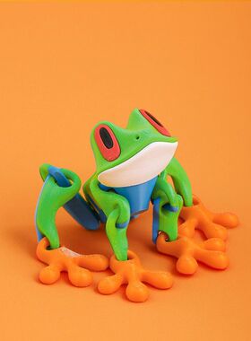 爆款冰箱贴跨境3D打印青蛙一体关节可动模型玩具礼物摆件装饰磁吸