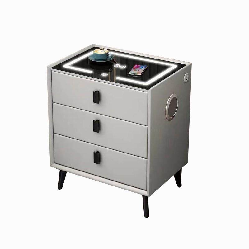 智能床头柜现代网红简约多功能床边柜无线充电带指纹锁三层柜子,淘宝优惠券,粉丝福利购,淘宝优惠卷