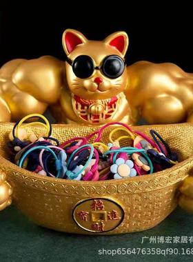 麒麟臂元宝猫大力肌肉胳膊元宝猫办公室摆件开业乔迁工艺礼品