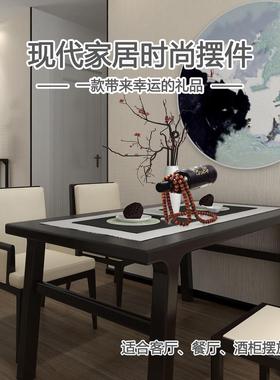 居家典雅 创意木珠红酒架中式复古实木珠链工艺摆件桌面酒柜装饰