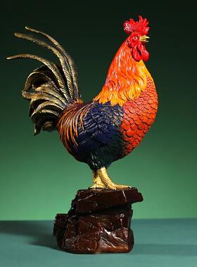 大吉大利彩铜公鸡新中式摆件家居客厅玄关办公室装饰品大吉大利鸡