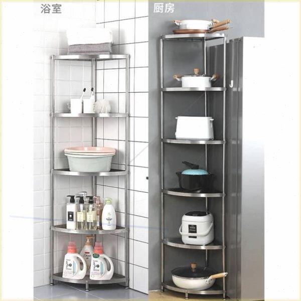 Multi-layer kitchen pot rack stainless steel storage rack 120 triangle corner rack rack corner storage crane