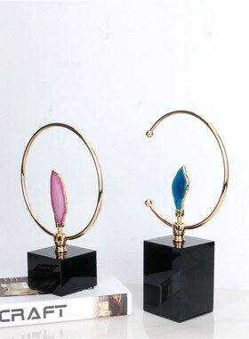 创意轻奢玛瑙石工艺品样板间家居M客厅电视柜餐桌摆件